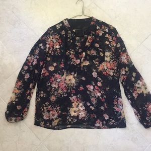 Forever 21 black sheer floral popover